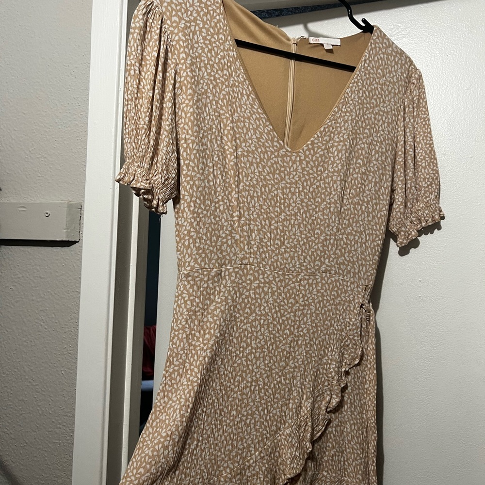 Beige & White dress.